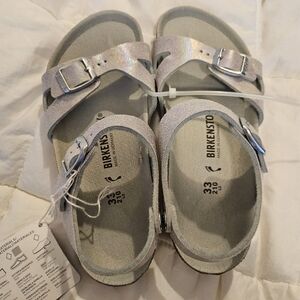 Birkenstock Kids Rio Iridescent Matcha EU 33 US 2-2.5 Vegan Sandals
